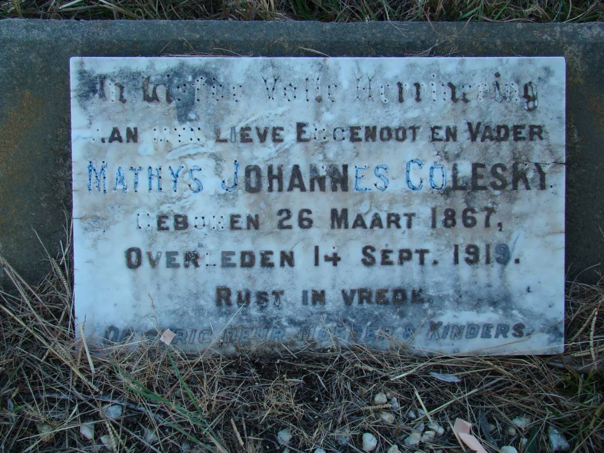 COLESKY Mathys Johannes 1867-1919