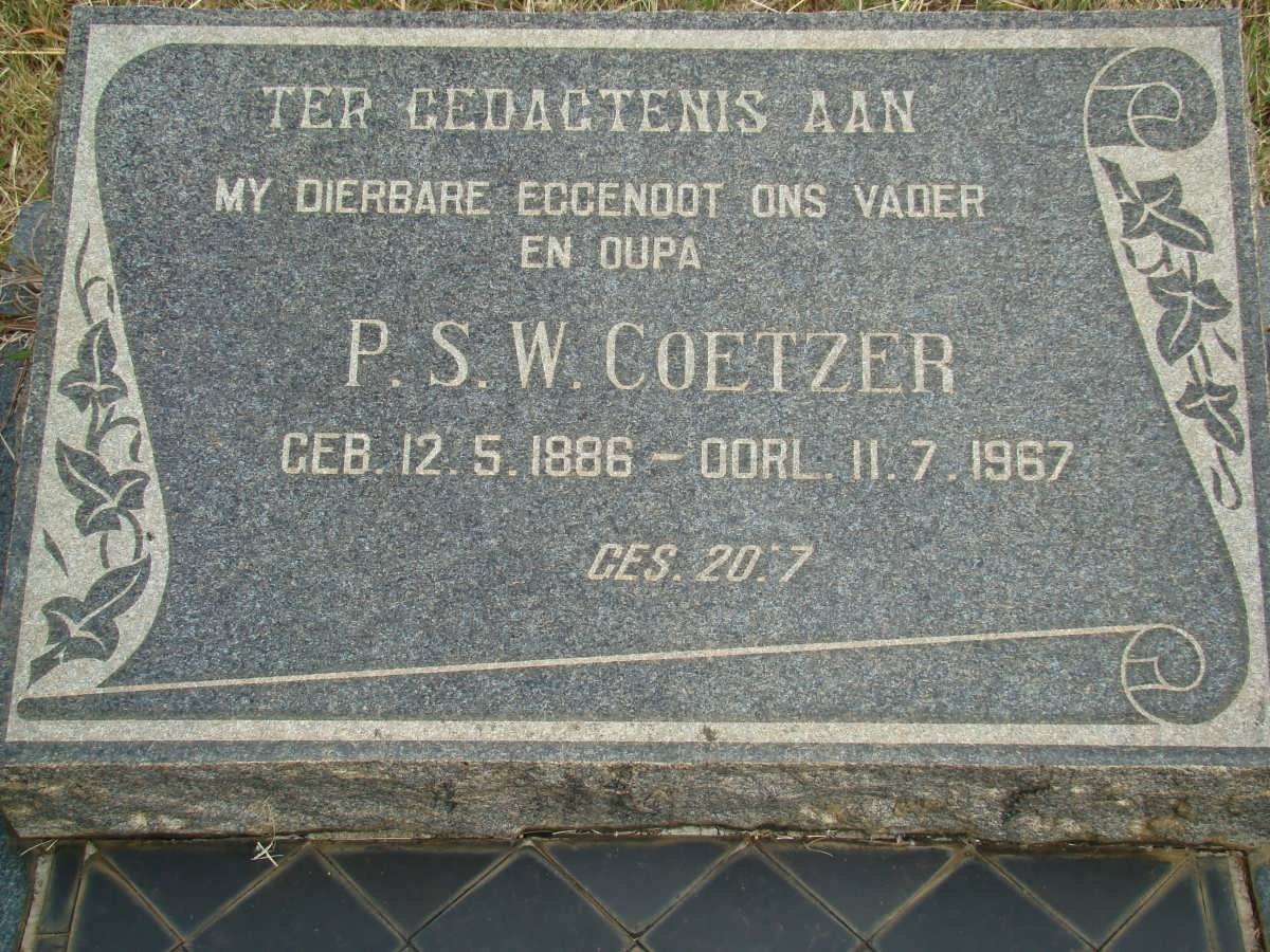 COETZER P.S.W. 1886-1967