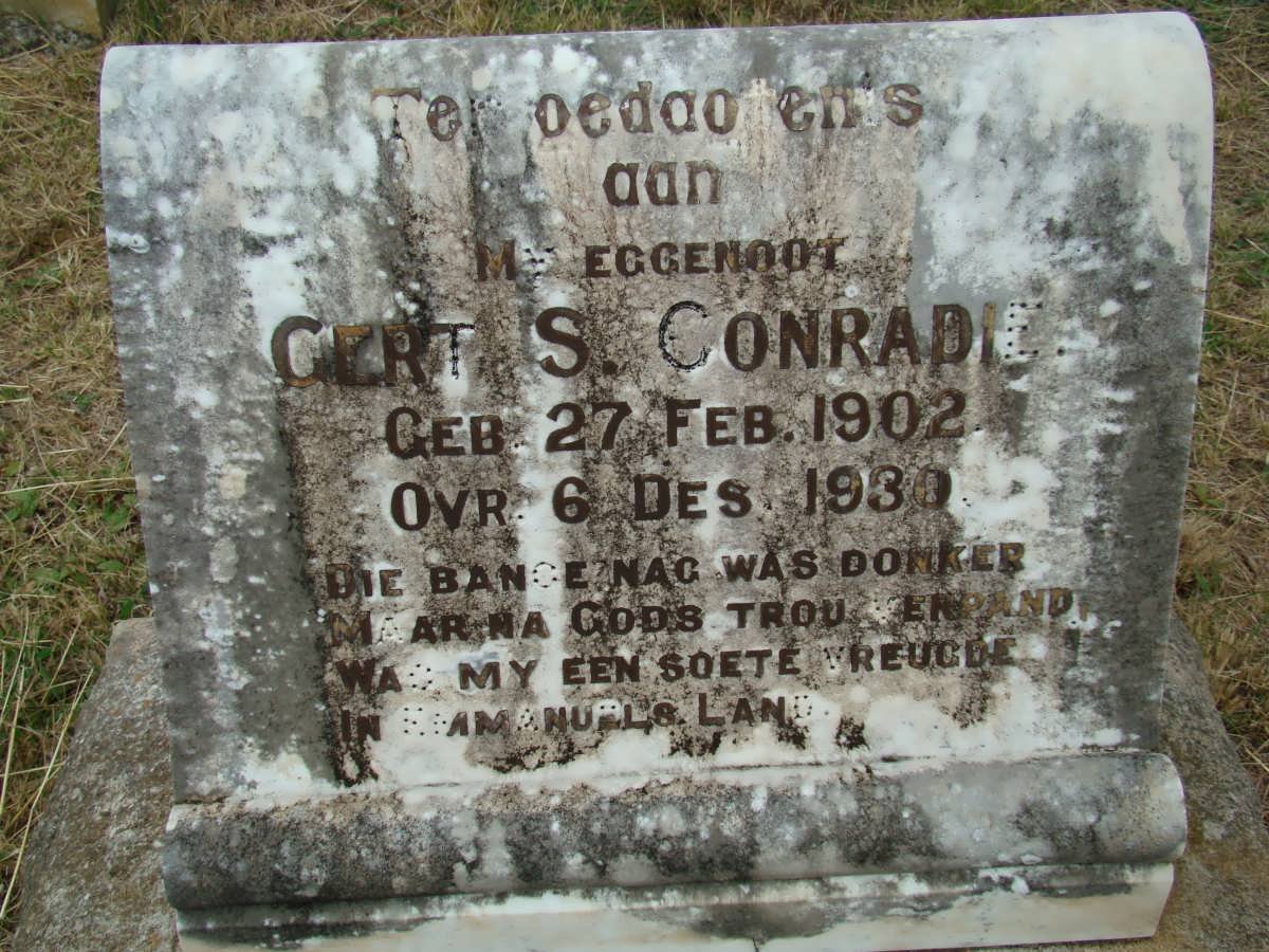 CONRADIE Gert S. 1902-1930