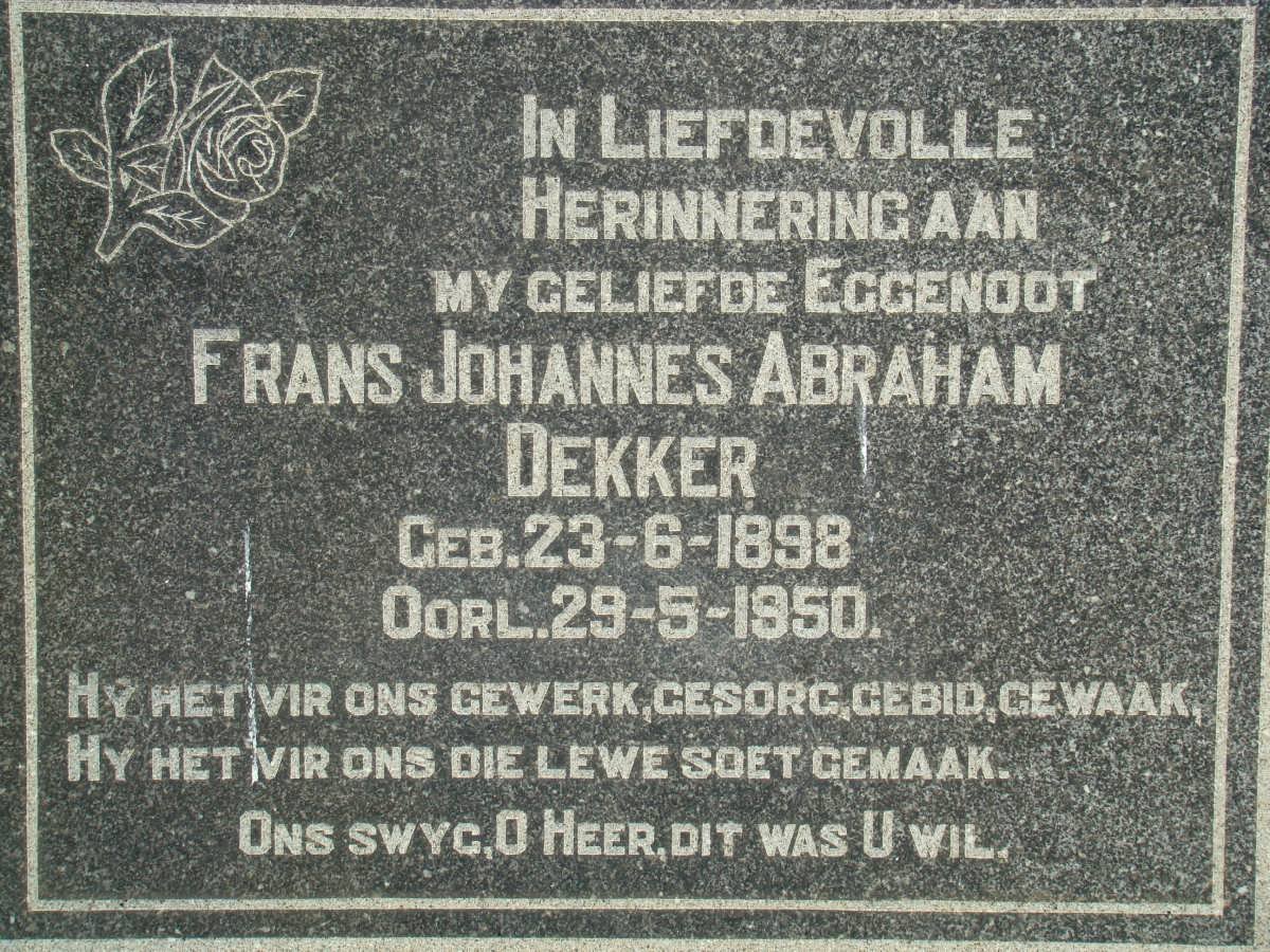 DEKKER Frans Johannes Abraham 1898-1950