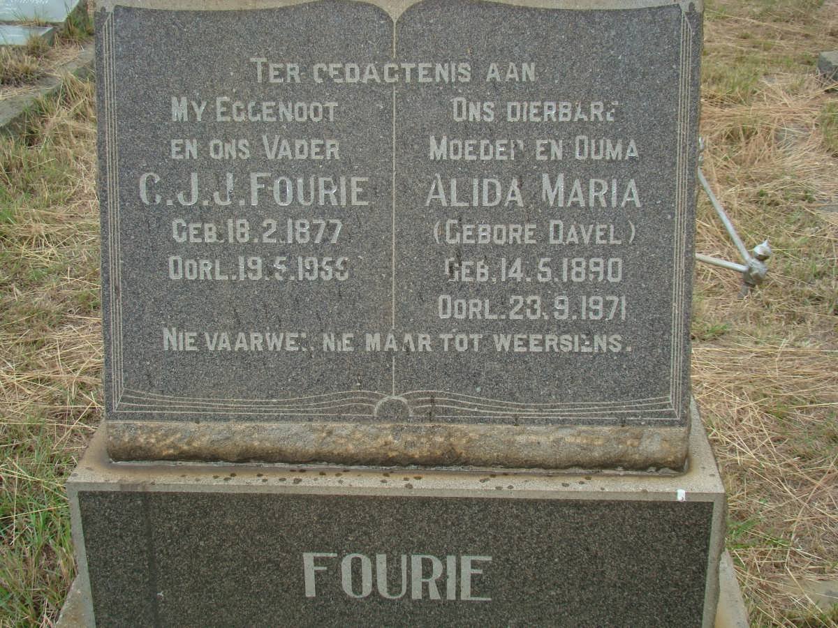 FOURIE C.J.J. 1877-1955 &amp; Alida Maria DAVEL 1890-1971