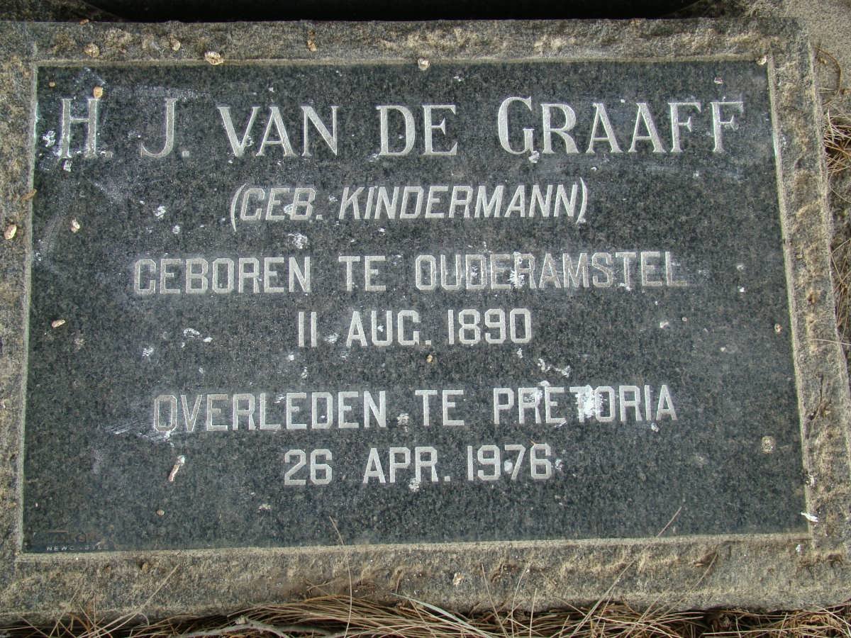 GRAAFF H.J., van de nee KINDERMANN 1890-1976