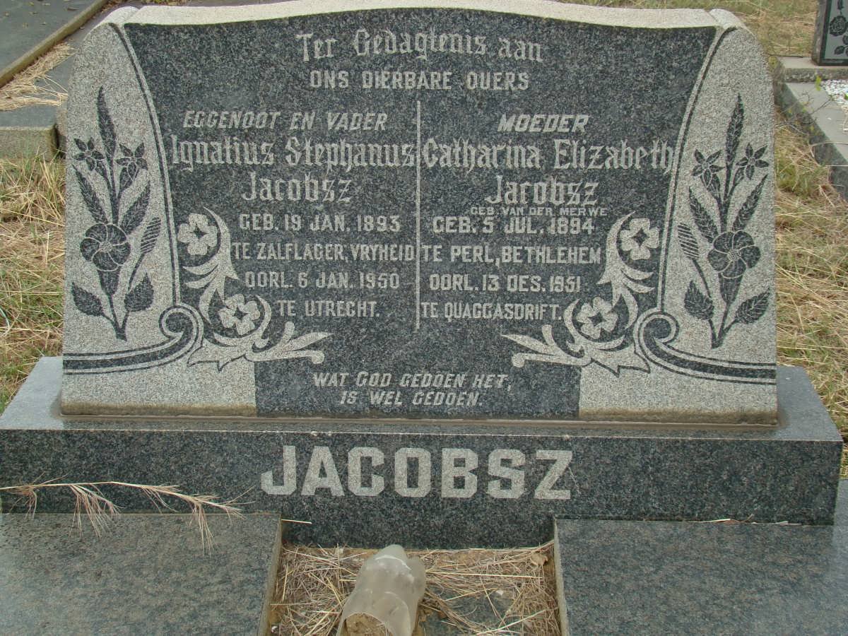 JACOBSZ Ignatius Stephanus 1893-1950 &amp; Catharina Elizabeth VAN DER MERWE 1894-1951