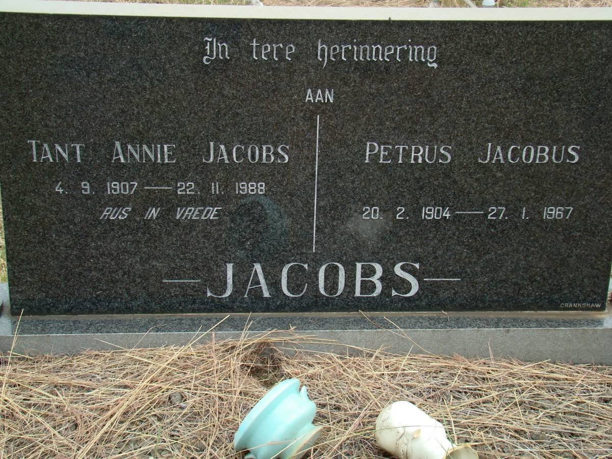 JACOBS Petrus Jacobus 1904-1967 &amp; Annie 1907-1988