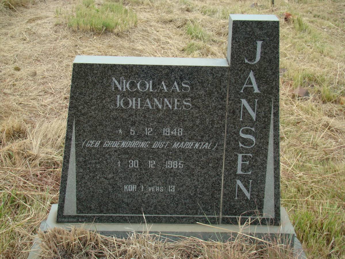 JANSEN Nicolaas Johannes 1948-1985