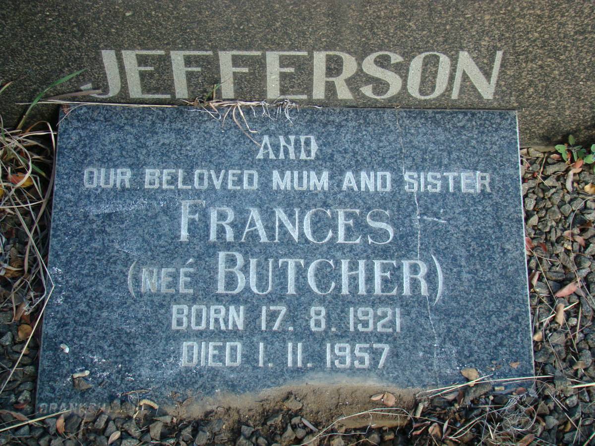 JEFFERSON Frances nee BUTCHER 1921-1957