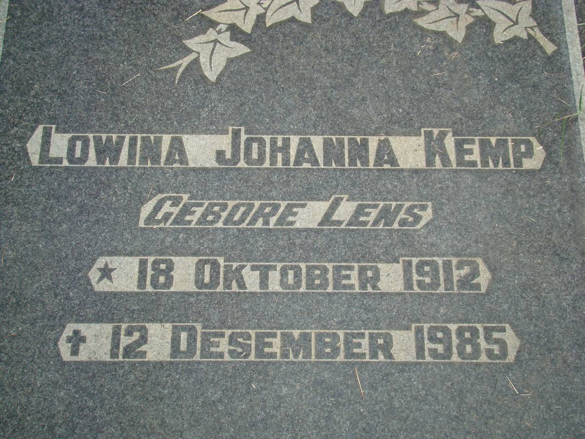 KEMP Lowina Johanna nee LENS 1912-1985