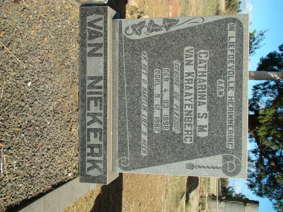KRAAYENBERG Catharina S.M., van formerly VAN NIEKERK nee DU PLESSIS 1898-1982