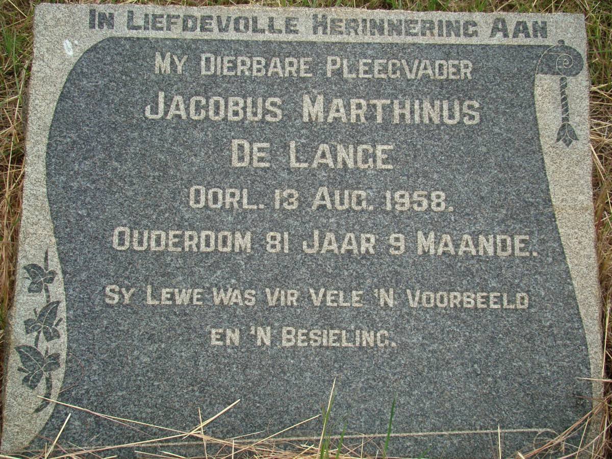 LANGE Jacobus Marthinus, de -1958