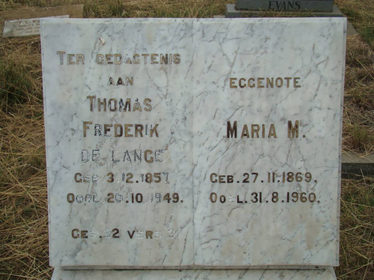 LANGE Thomas Frederik, de 1857-1949 &amp; Maria M. 1869-1960