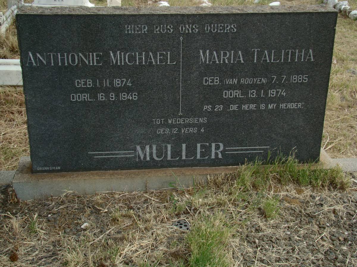 MULLER Anthonie Michael 1874-1946 &amp; Maria Talitha VAN ROOYEN 1885-1974