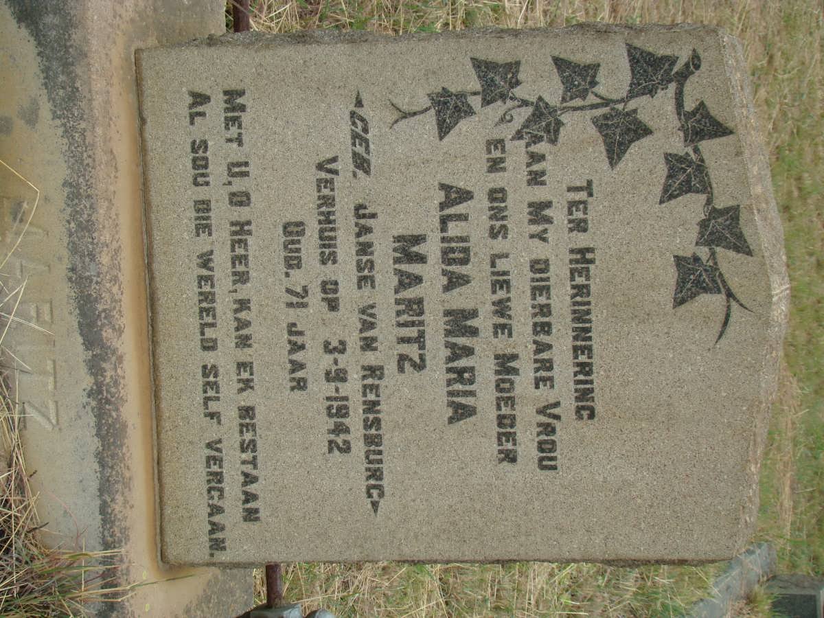 MAURITZ Alida Maria nee JANSE VAN RENSBURG -1942