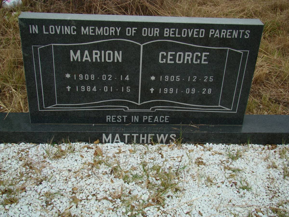 MATTHEWS George 1905-1991 &amp; Marion 1908-1984