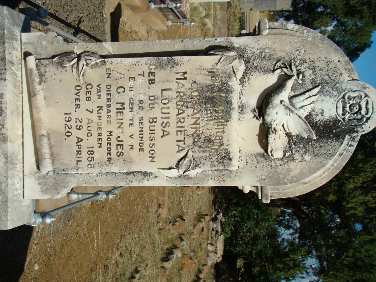 MEINTJES Johanna Margarieta Louisa nee DU BUISSON 1858-1920