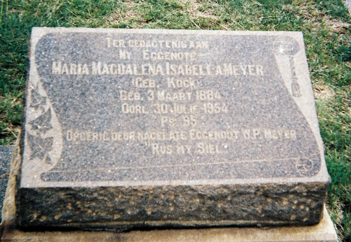 MEYER Maria Magdalena Isabella nee KOCK 1884-1954