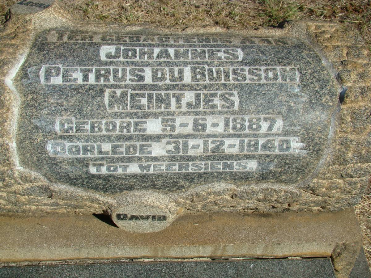 MEINTJES Johannes Petrus du Buisson 1887-1940