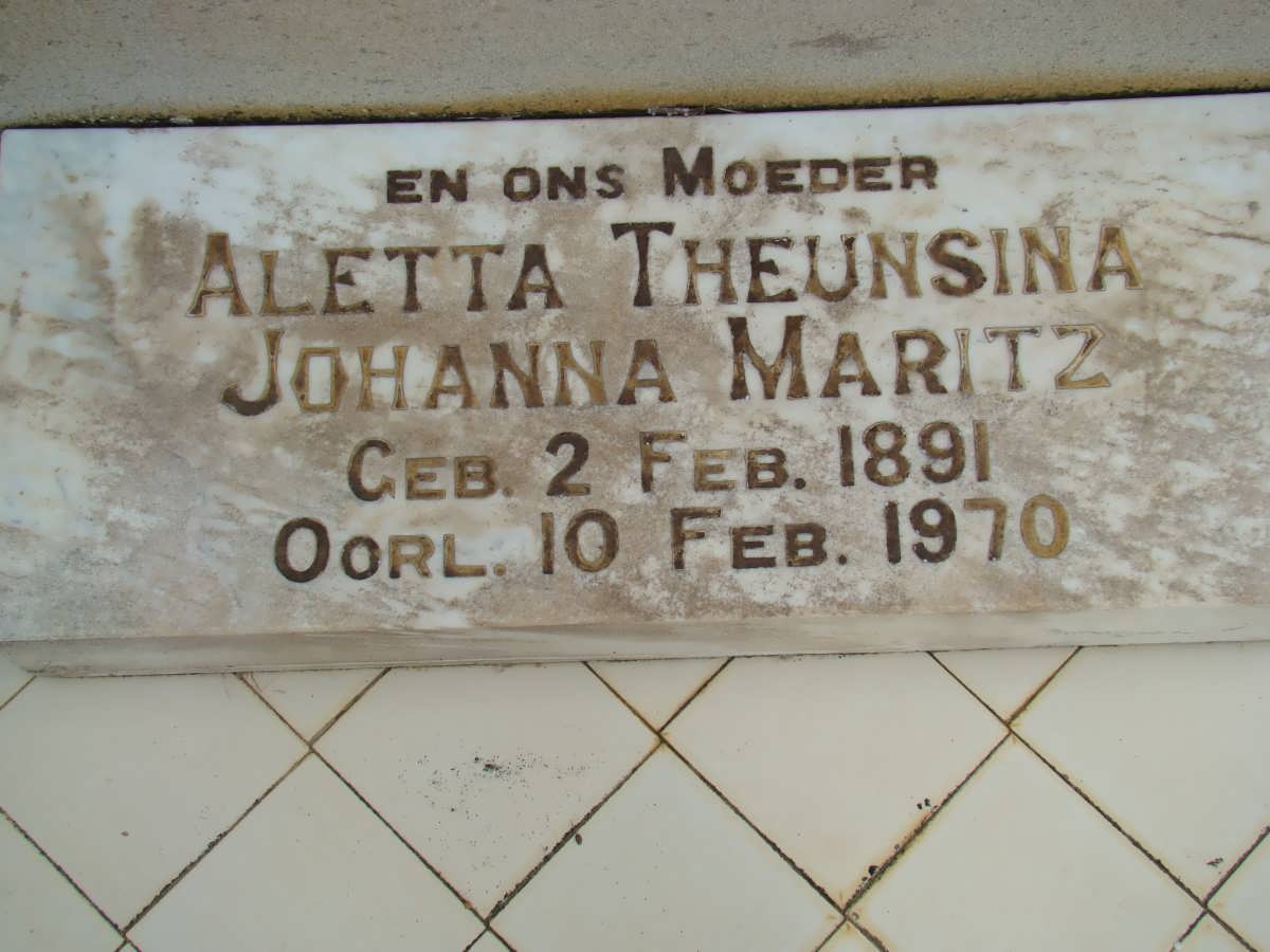 MARITZ Aletta Theunsina Johanna 1891-1970