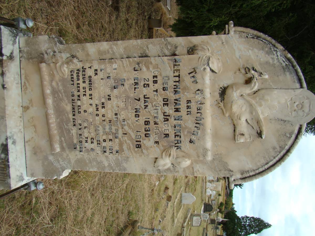 NIEKERK Alettha, van nee DE JAGER 1830-1918