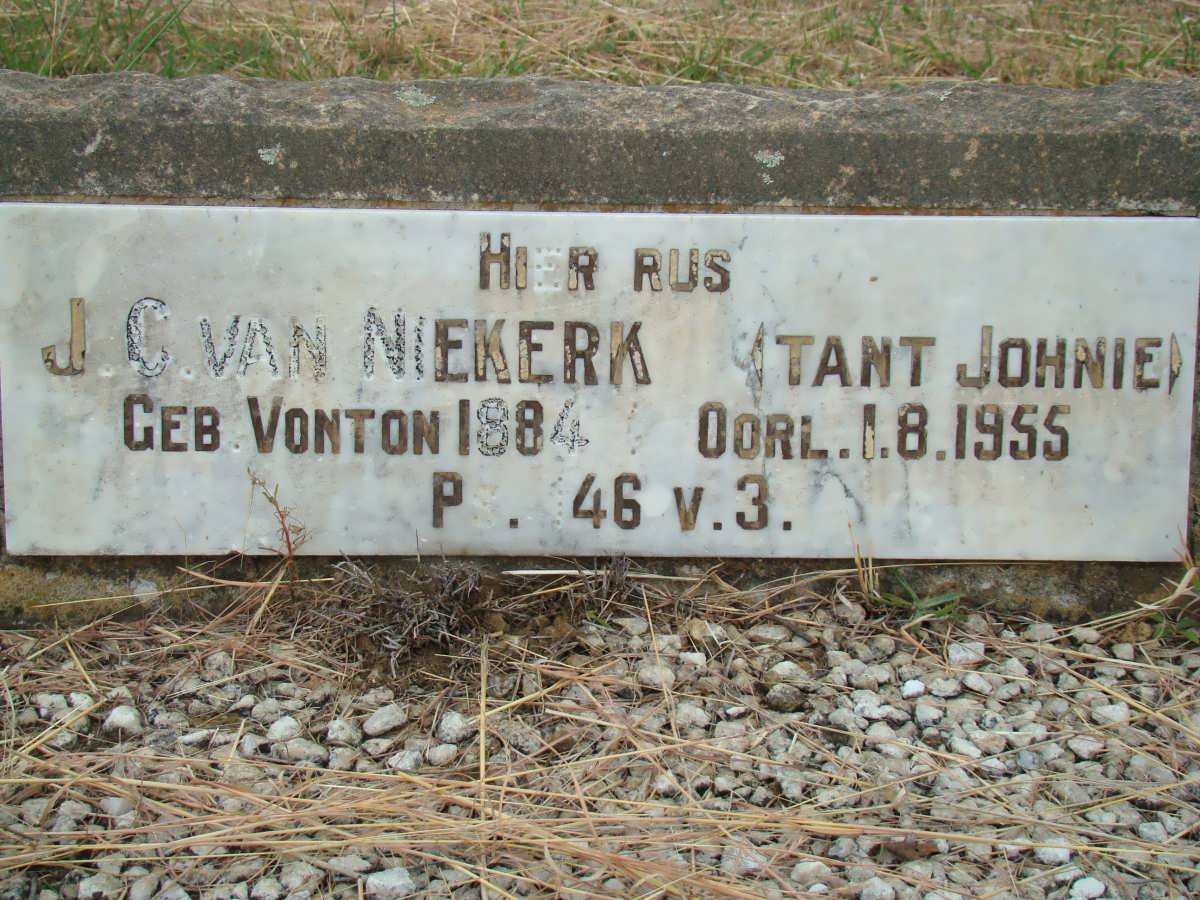 NIEKERK J.C., van nee VONTON 1884-1955