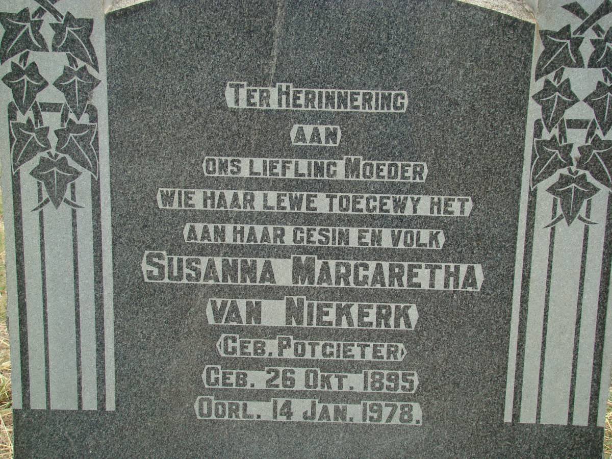 NIEKERK Susanna Margaretha, van nee POTGIETER 1895-1978