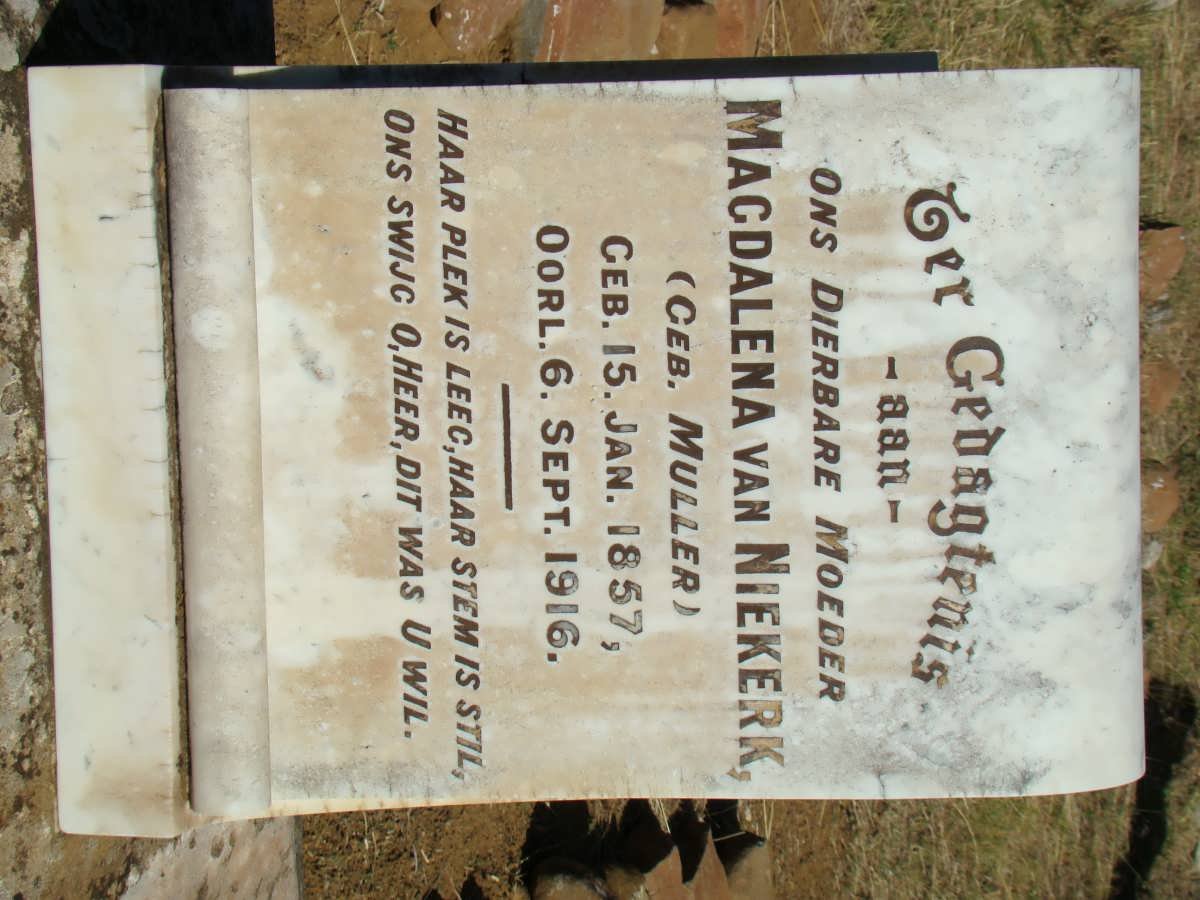 NIEKERK Magdalena, van nee MULLER 1857-1916