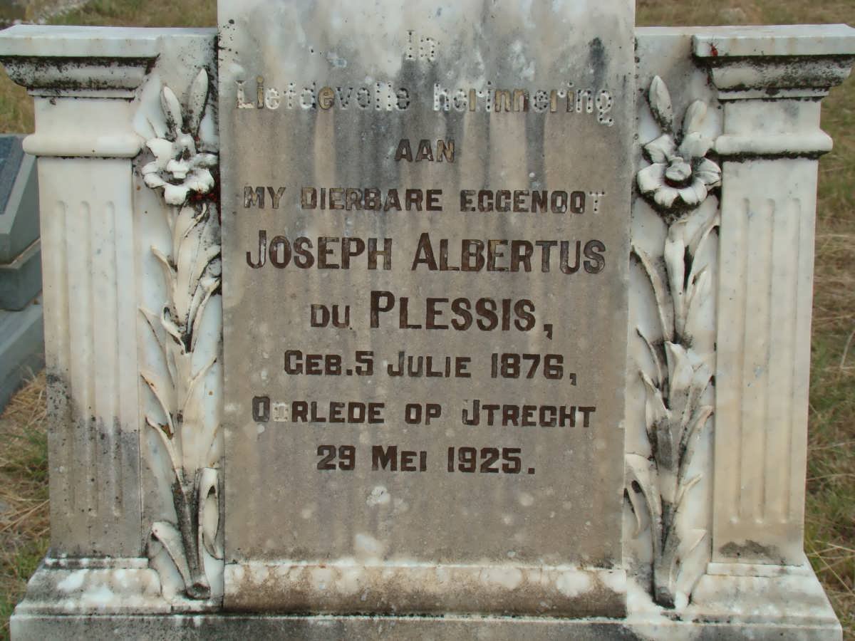 PLESSIS Joseph Albertus, du 1876-1925
