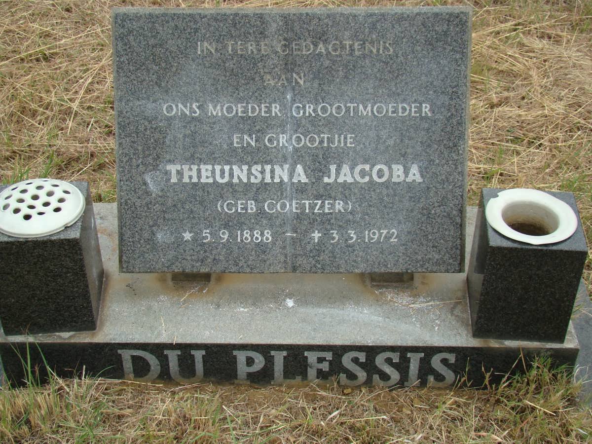 PLESSIS Theunsina Jacoba, du nee COETZER 1888-1972