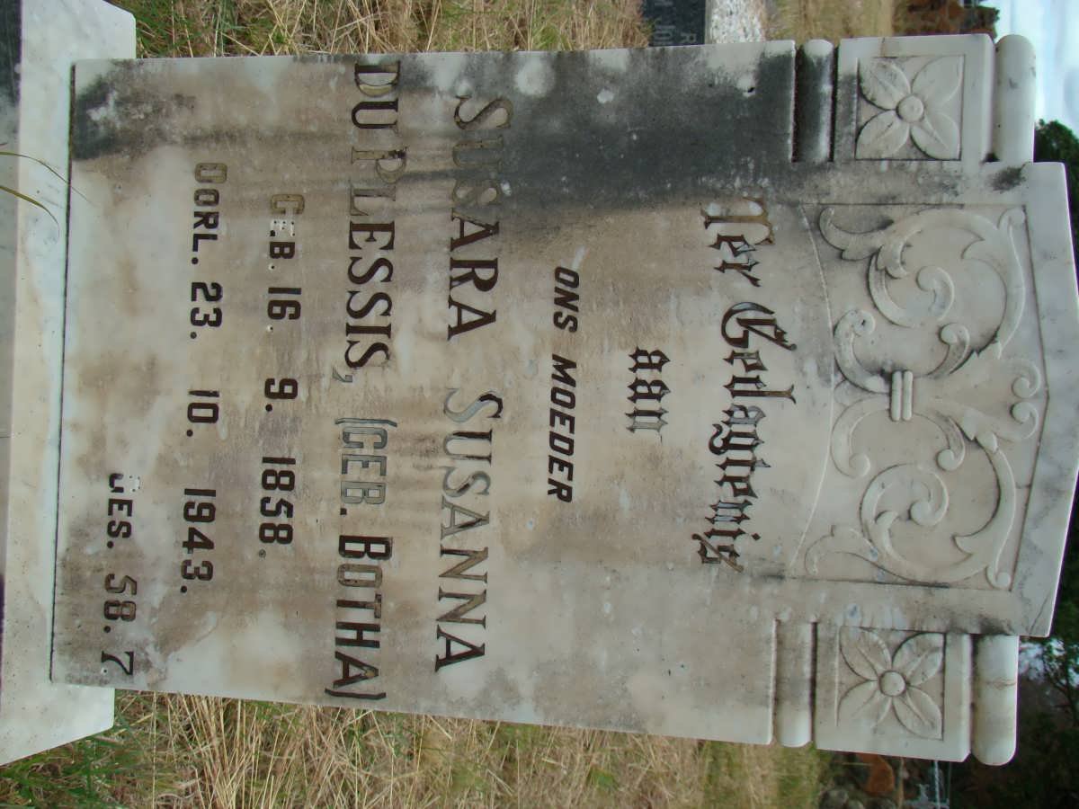 PLESSIS Susara Susanna, du nee BOTHA 1858-1943