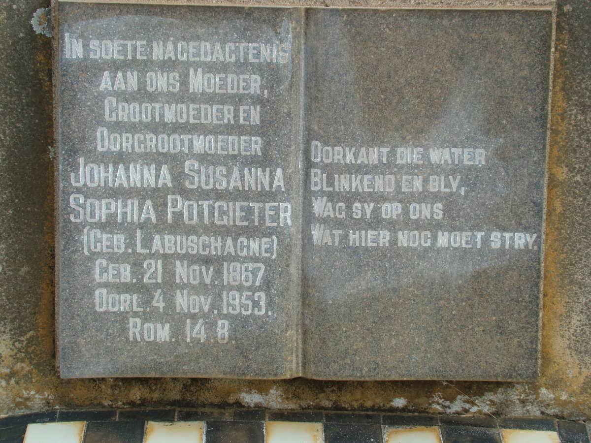 POTGIETER Johanna Susanna Sophia nee LABUSCHAGNE 1867-1953