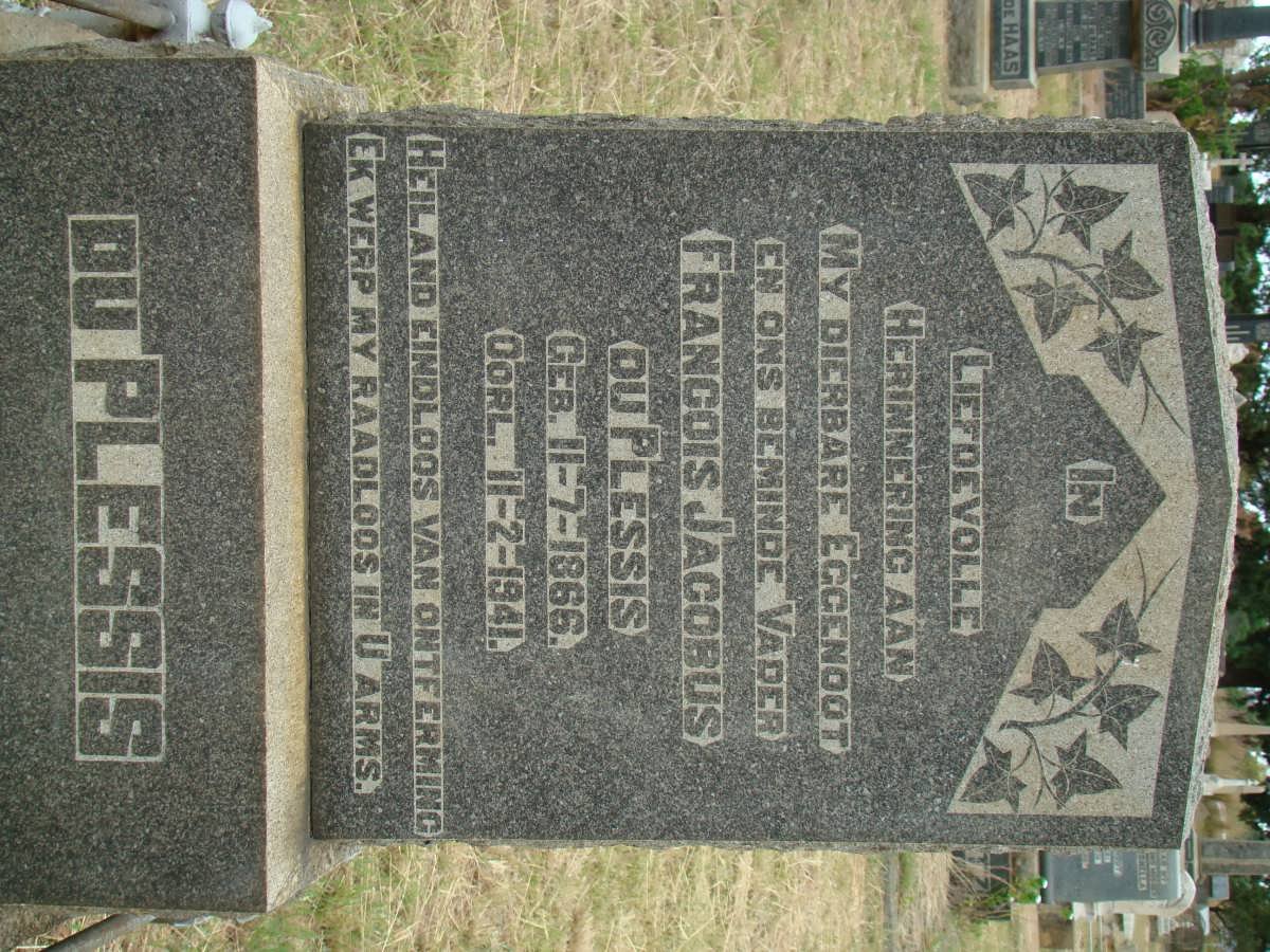 PLESSIS Francois Jacobus, du 1866-1941