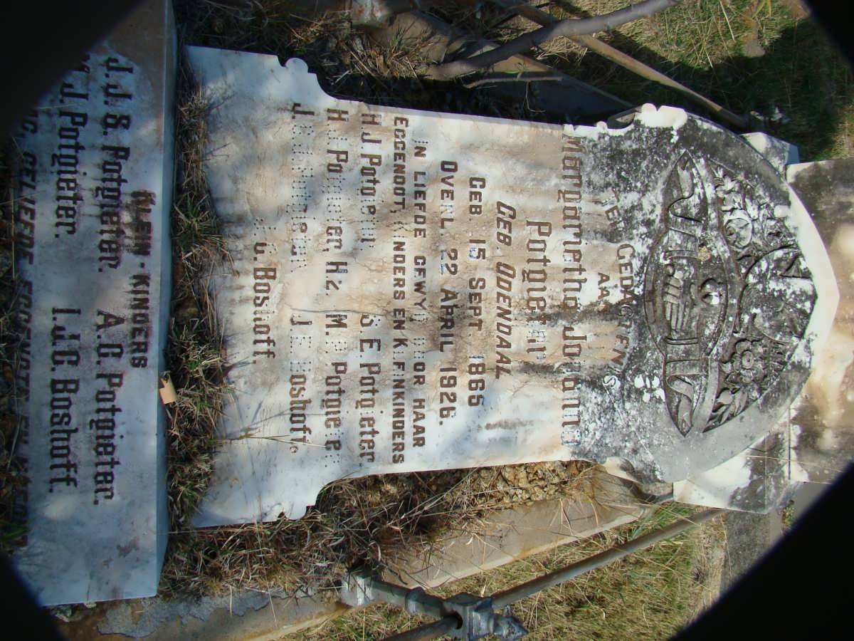 POTGIETER Margarietha Johanna nee ODENDAAL 1865-1926