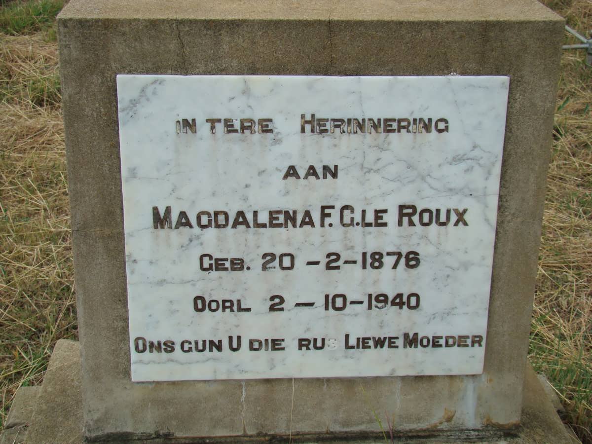 ROUX Magdalena F.G., le 1876-1940