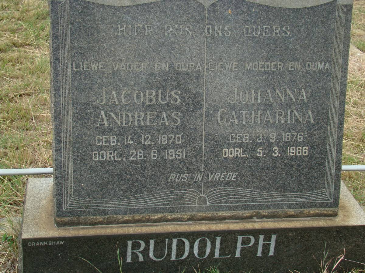 RUDOLPH Jacobus Andreas 1870-1951 &amp; Johanna Catharina 1876-1966