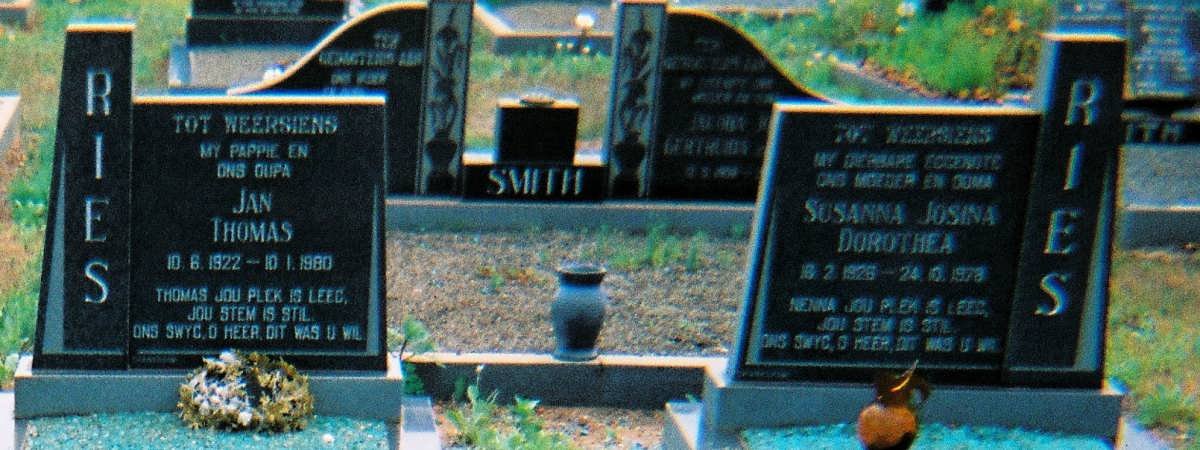 RIES Jan Thomas 1922-1980 &amp; Susanna Josina Dorothea 1926-1978