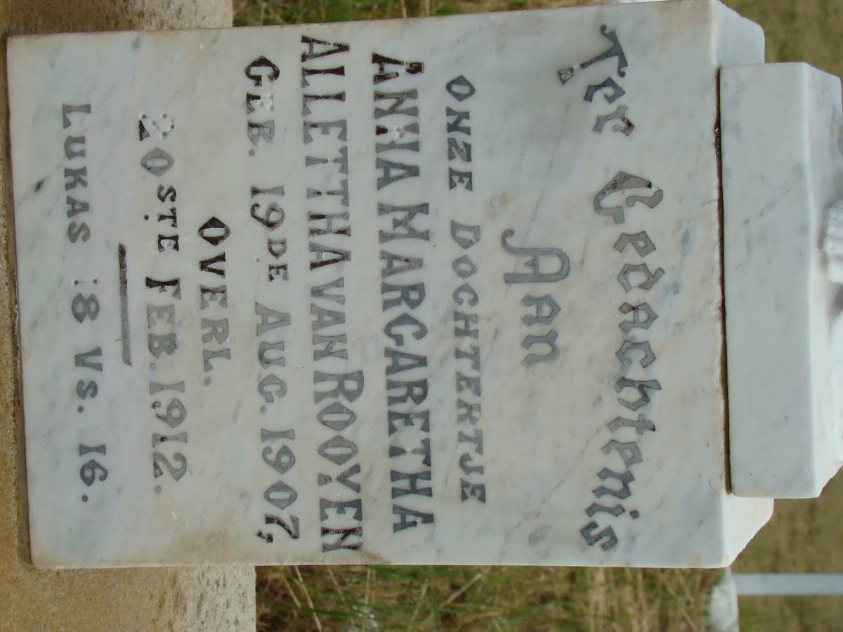 ROOYEN Anna Margaretha Alletta, van 1907-1912