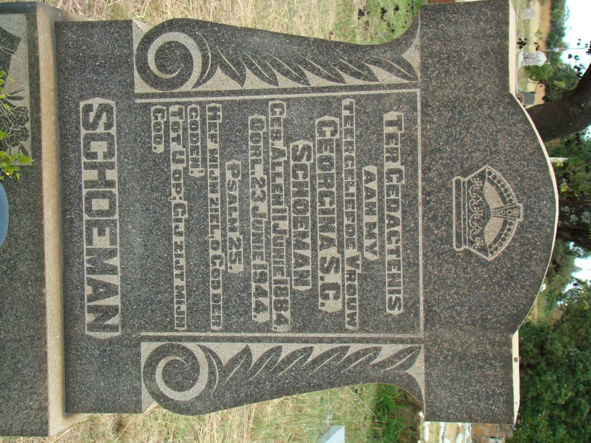 SCHOEMAN Georgina S.C. nee ALLEN 1884-1944