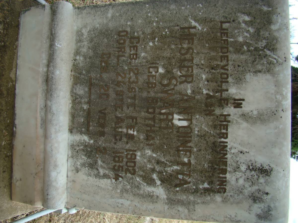 SWART Hester Antoinetta nee BOTHA 1902-1954
