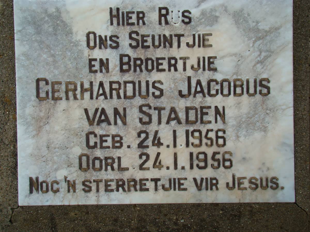 STADEN Gerhardus Jacobus, van 1956-1956