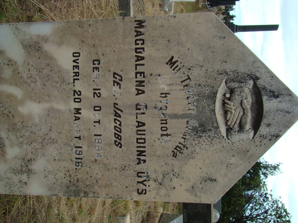 UYS Magdalena Claudina nee JACOBS 1884-1916