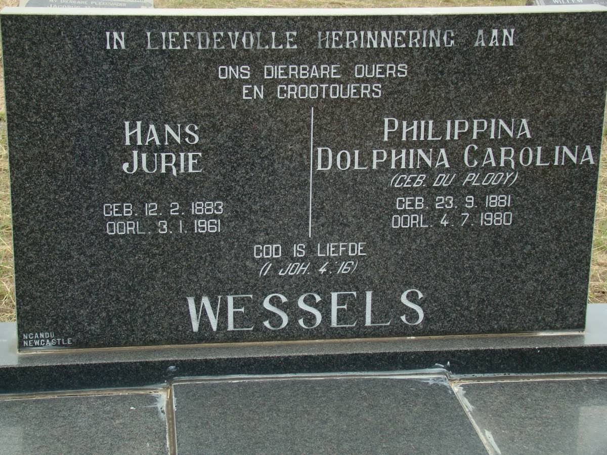 WESSELS Hans Jurie 1883-1961 &amp; Philippina Dolphina Carolina DU PLOOY 1881-1980