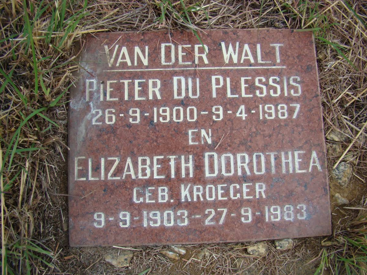 WALT Pieter du Plessis, van der 1900-1987 &amp; Elizabeth Dorothea KROEGER 1903-1983