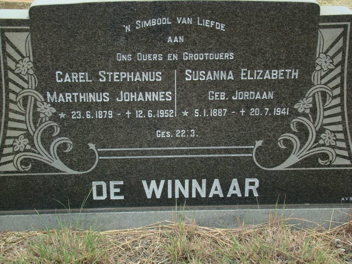 WINNAAR Carel Stephanus Marthinus Johannes, de 1879-1952 &amp; Susanna Elizabeth JORDAAN 1887-1941