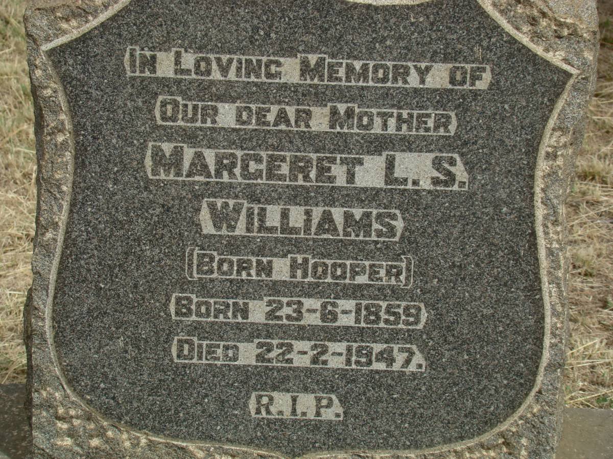 WILLIAMS Margaret L.S. nee HOOPER 1859-1947