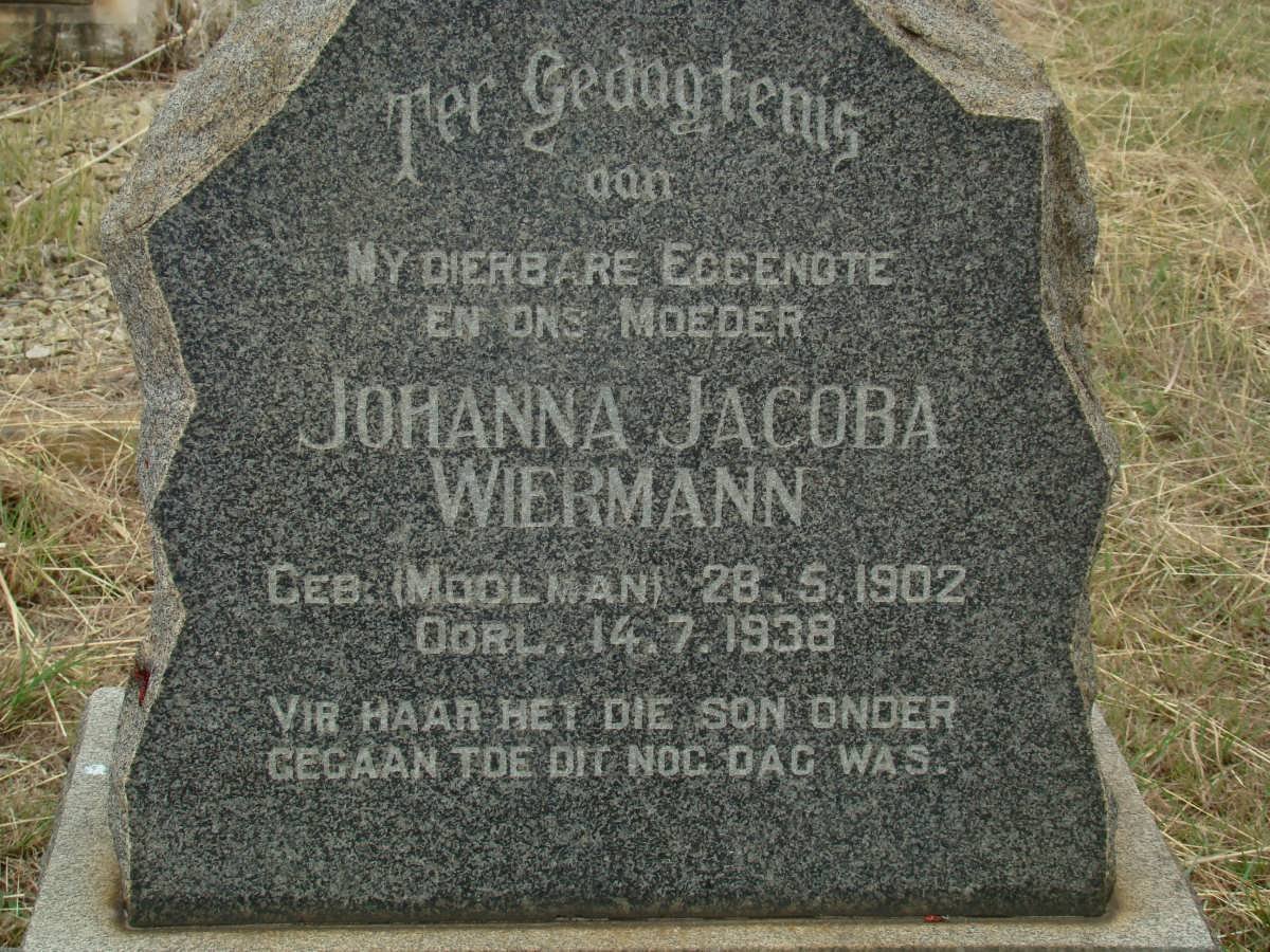 WIERMANN Johanna Jacoba nee MOOLMAN 1902-1938
