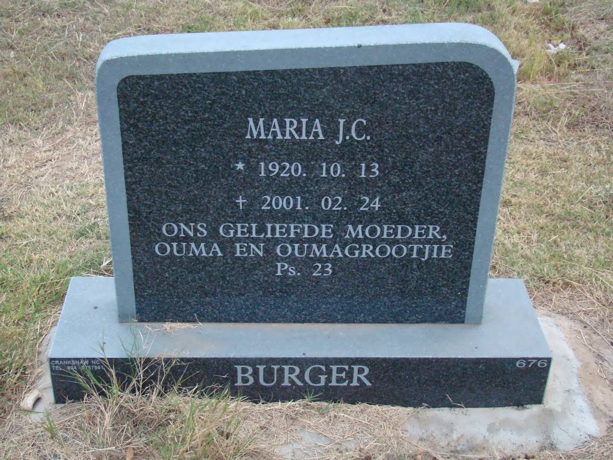 BURGER Maria J.C. 1920-2001