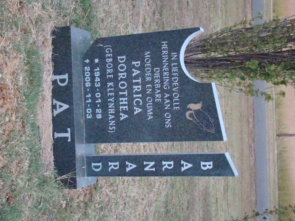 BARNARD Patricia Dorothea nee KLEYNHANS 1943-2006