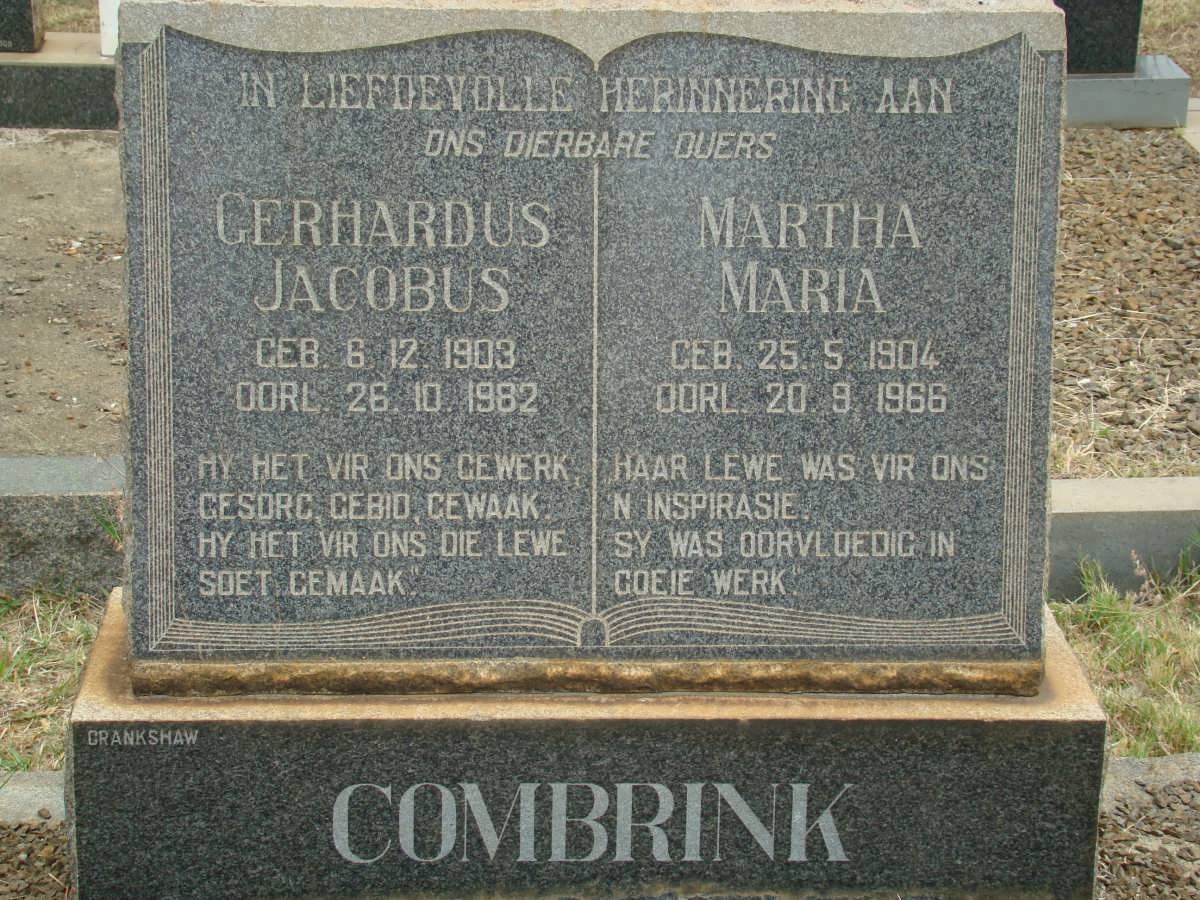 COMBRINK Gerhardus Jacobus 1903-1982 &amp; Martha Maria 1904-1966