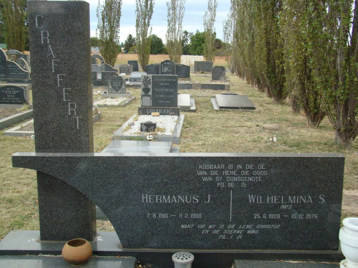 CRAFFERT Hermanus J. 1910-1988 &amp; Wilhelmina S. 1928-1976