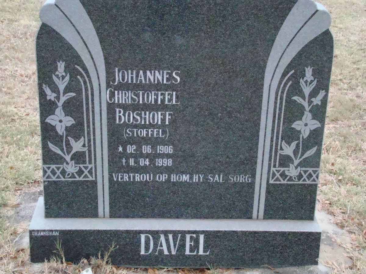 DAVEL Johannes Christoffel Boshoff 1906-1998