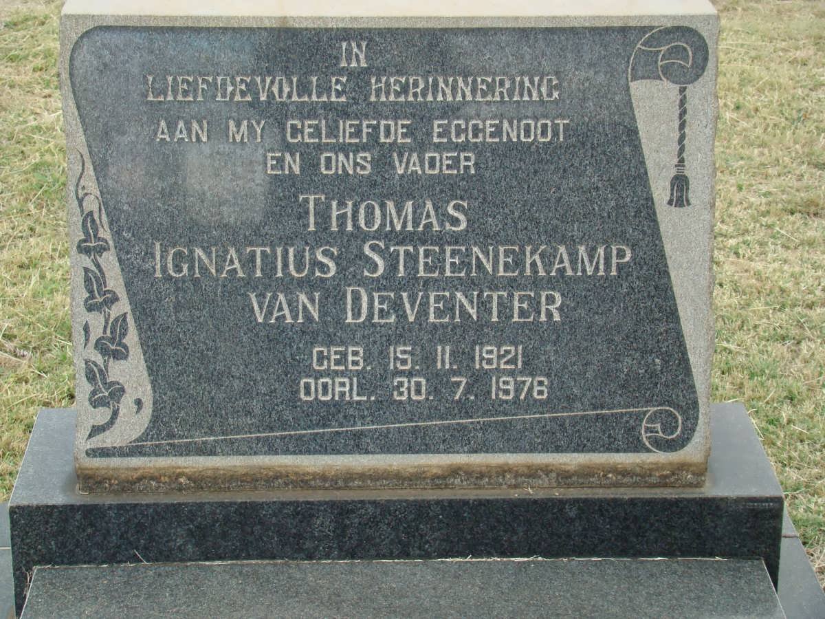 DEVENTER Thomas Ignatius Steenekamp, van 1921-1976